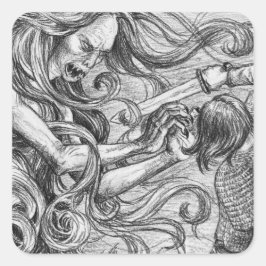 Pegatina Cuadrada La madre de Grendel en Beowulf