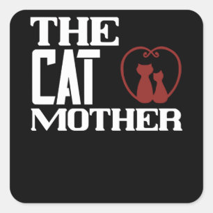 Pegatina Cuadrada La madre del gato