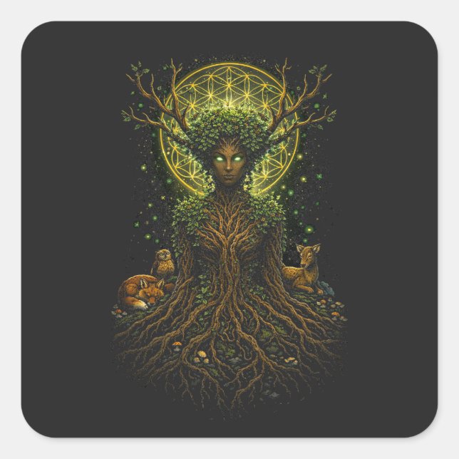 Pegatina Cuadrada La Madre Verde (Anverso)