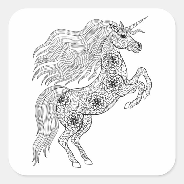 Pegatina Cuadrada La magia inspirada de Unicornio (Anverso)