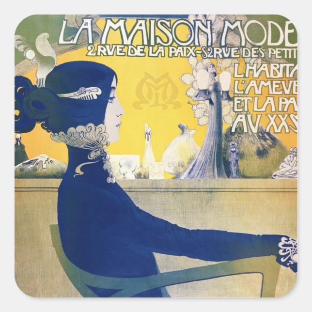 Pegatina Cuadrada La Maison Moderne, c.1902 (Anverso)