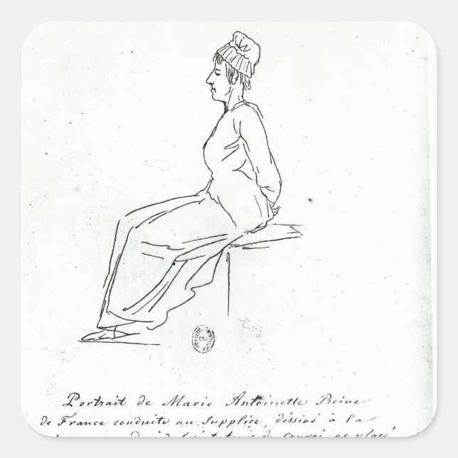 Pegatina Cuadrada La manera de Marie-Antonieta a su ejecución (Anverso)