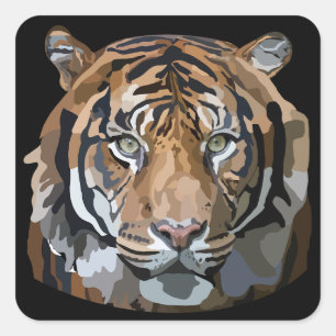 Pegatina Cuadrada La mano del tigre de Bengala dibuja arte digital