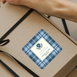 Pegatina Cuadrada La Marina de Monograma Blue Baby Shower