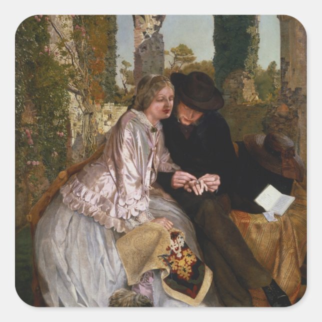 Pegatina Cuadrada La medida para el anillo Boda, 1855 (Anverso)