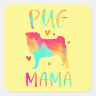 Pegatina Cuadrada La mejor mamá de Pug