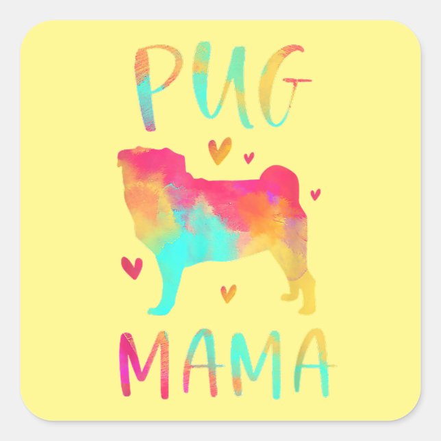 Pegatina Cuadrada La mejor mamá de Pug (Anverso)