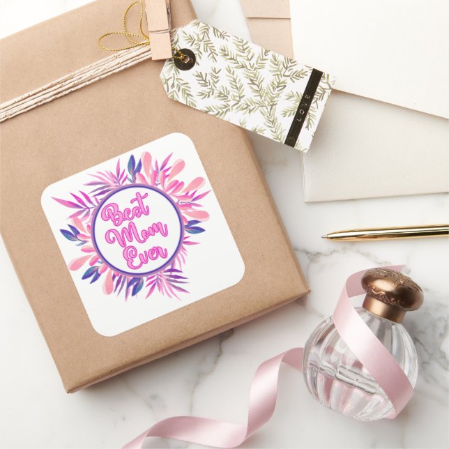 Pegatina Cuadrada La mejor mamá de todos los tiempos (Regalar)