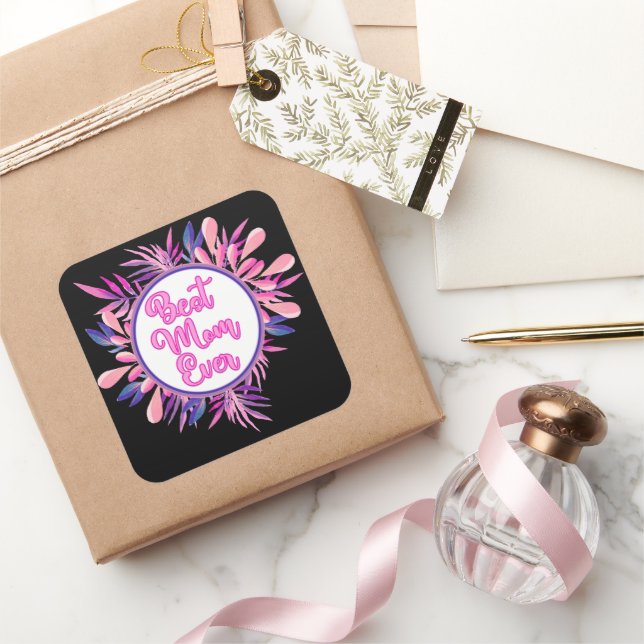 Pegatina Cuadrada La mejor mamá de todos los tiempos (Regalar)