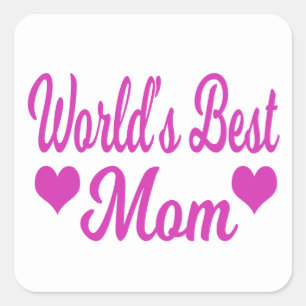Pegatina Cuadrada La mejor mamá del mundo Rosa
