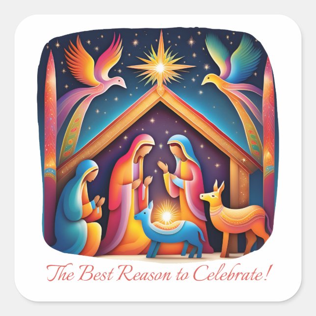 Pegatina Cuadrada La Mejor Razón Para Celebrar (Anverso)