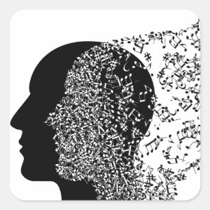 Pegatina Cuadrada La mente de la música