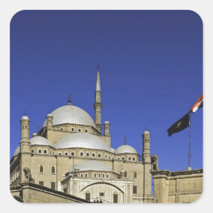 Pegatina Cuadrada La mezquita de Muhammad Ali en la ciudadela, tambi