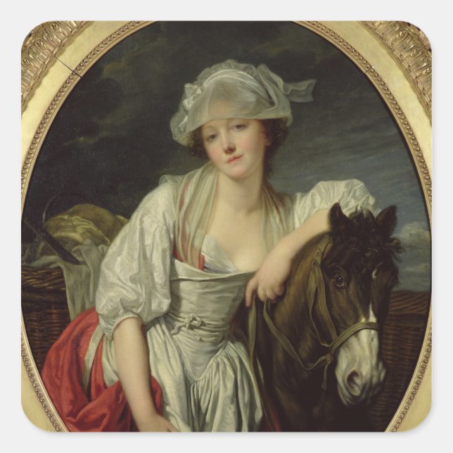 Pegatina Cuadrada La Milkmaid (Anverso)