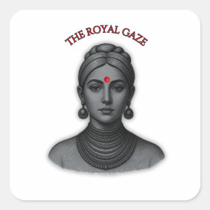 Pegatina Cuadrada La Mirada Real - Línea Artística de Reina India