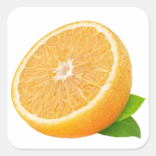Pegatina Cuadrada La mitad de la fruta naranja