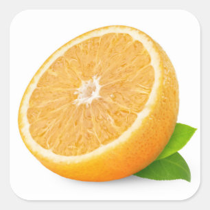 Pegatina Cuadrada La mitad de la fruta naranja