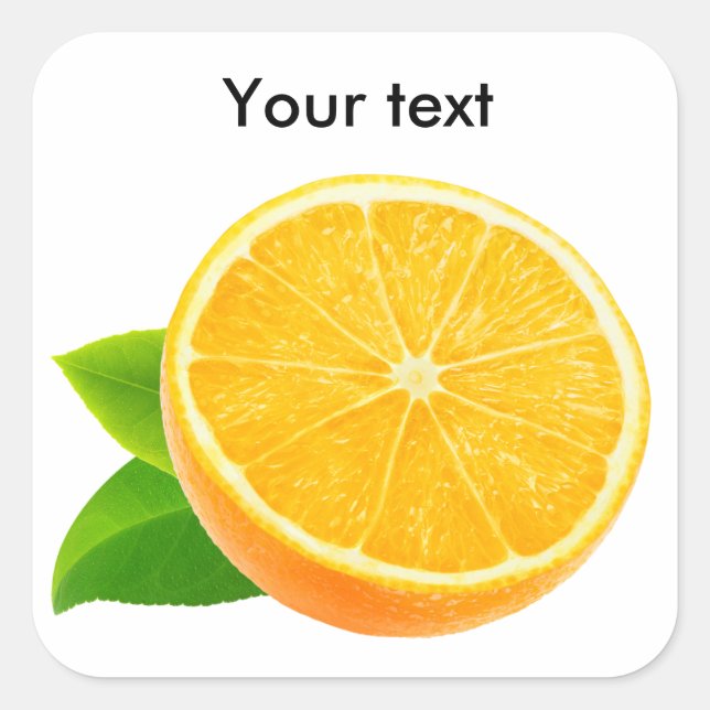 Pegatina Cuadrada La mitad de la fruta naranja (Anverso)