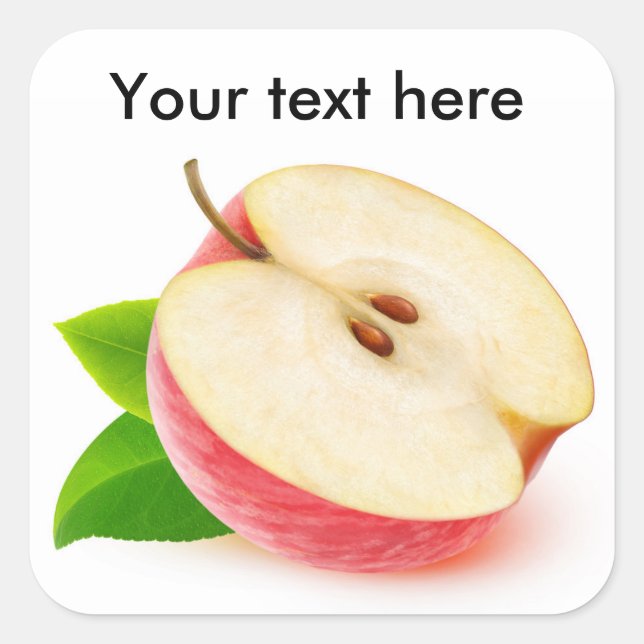 Pegatina Cuadrada La mitad de manzana roja (Anverso)