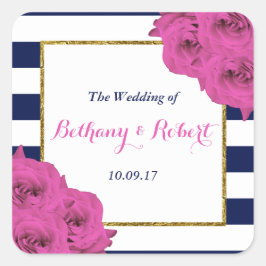 Pegatina Cuadrada La Moda Moderna Colección Boda Luxe Roses Rosa