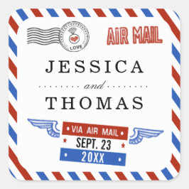Pegatina Cuadrada La moderna colección de Bodas de Airmail