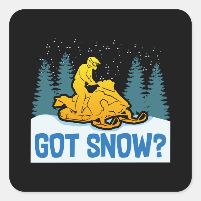 Pegatina Cuadrada La moto de nieve - La moto de nieve es divertida (Anverso)