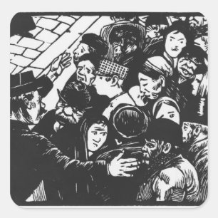 Pegatina Cuadrada La muchedumbre de París, 1892