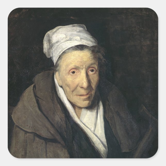 Pegatina Cuadrada La mujer con la manía del juego, 1819-24 (Anverso)