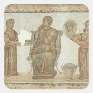 Pegatina Cuadrada La mujer de Sidi Ghrib en su inodoro