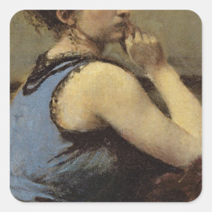Pegatina Cuadrada La mujer en azul, 1874