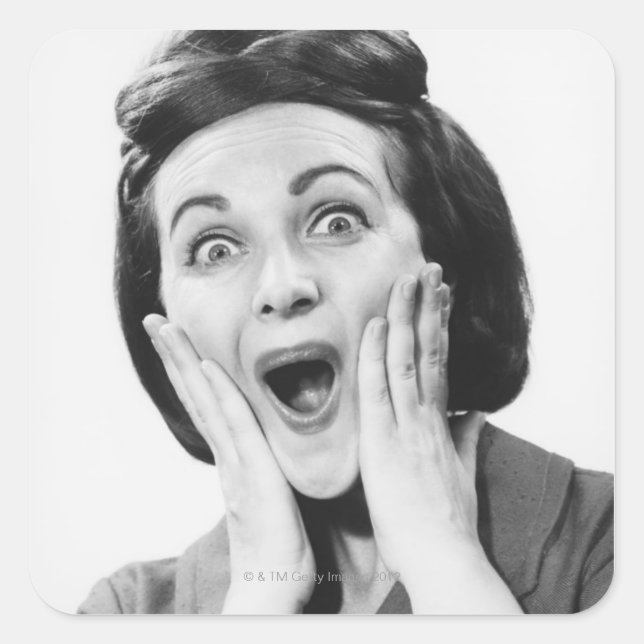 Pegatina Cuadrada La mujer haciendo cara (Anverso)