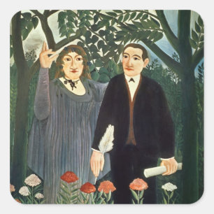 Pegatina Cuadrada La musa que inspira al poeta, 1909