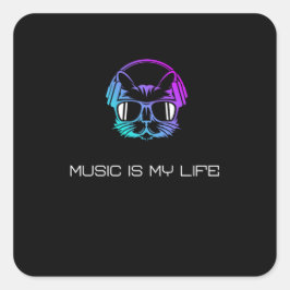 Pegatina Cuadrada La música es mi vida