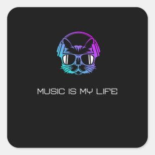 Pegatina Cuadrada La música es mi vida