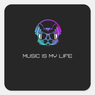 Pegatina Cuadrada La música es mi vida
