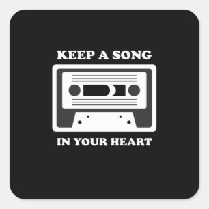 Pegatina Cuadrada La Música Mantiene Una Canción En El Corazón