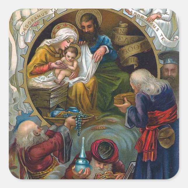 Pegatina Cuadrada "La Natividad" (Anverso)