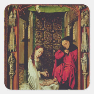 Pegatina Cuadrada La Natividad, ala izquierda de un tríptico, c.1496