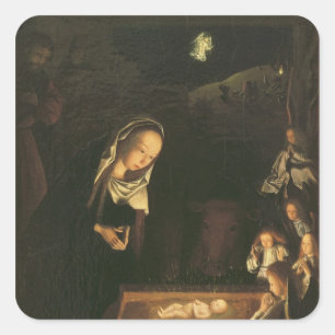 Pegatina Cuadrada La natividad en la noche