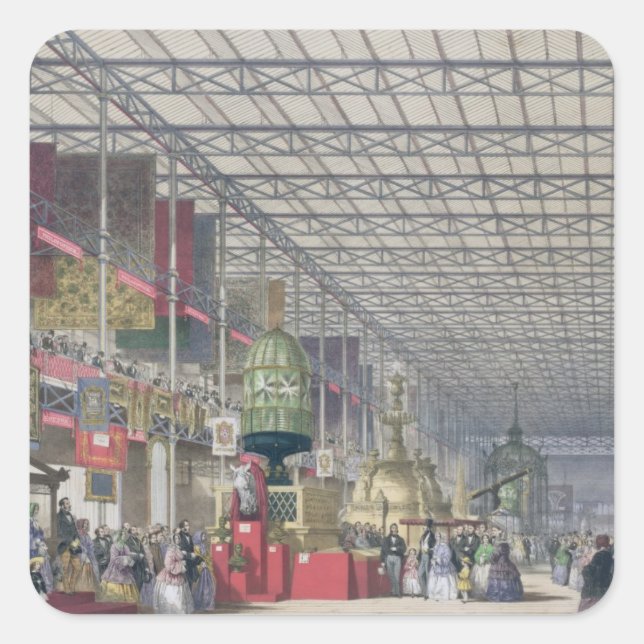 Pegatina Cuadrada La Nave Británica de la Gran Exposición, 1851 (co (Anverso)