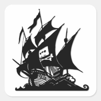 Pegatina Cuadrada La nave del logotipo de la bahía del pirata