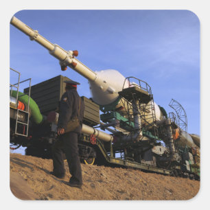 Pegatina Cuadrada La nave espacial 3 de Soyuz TMA-13