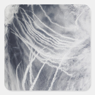 Pegatina Cuadrada La nave sigue el Océano Pacífico septentrional