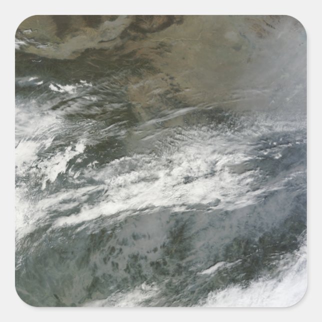 Pegatina Cuadrada La neblina sobre China (Anverso)