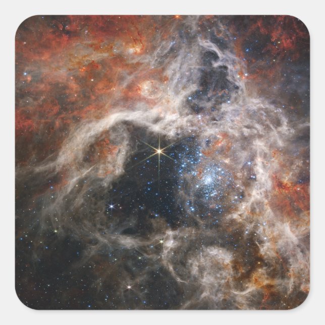 Pegatina Cuadrada La nebulosa tarántula | JWST (Anverso)
