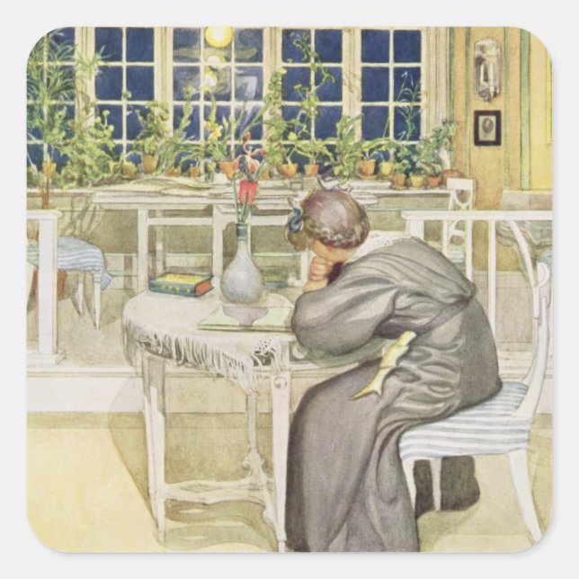 Pegatina Cuadrada La noche antes del viaje a Inglaterra - Estudio (Anverso)