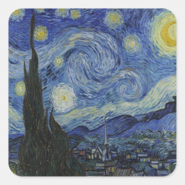 Pegatina Cuadrada La noche estrellada de Van Gogh