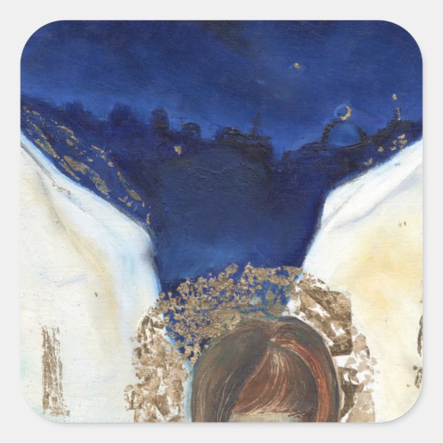 Pegatina Cuadrada La noche que el ángel tomó sus alas 2014 (Anverso)