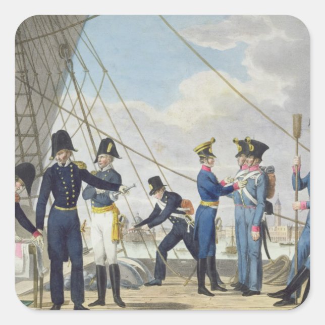 Pegatina Cuadrada La nueva Marina Real Imperial Austríaca después de (Anverso)