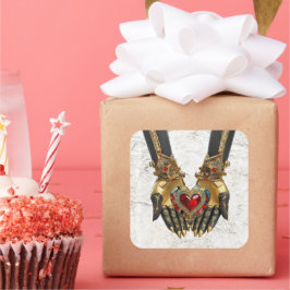 Pegatina Cuadrada La oferta - Corazón en manos